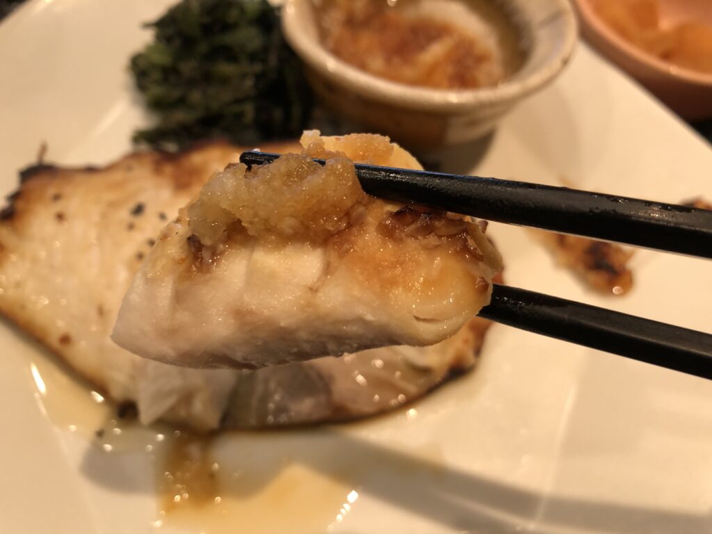 沖目鯛の醤油こうじ漬け炭火焼きのアップ